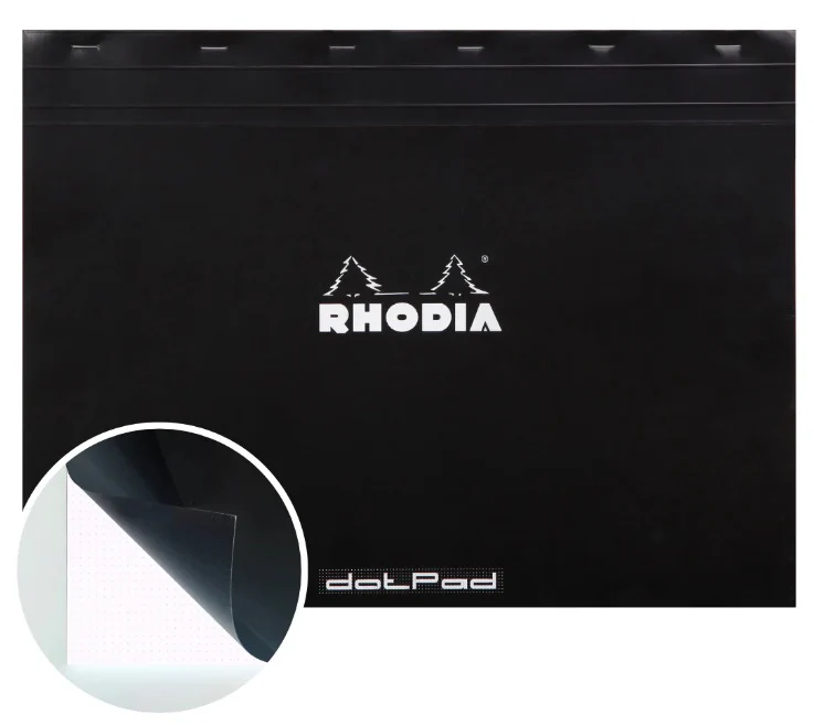 Rhodia Stapled Notepad No.38 Dotted A3+ Black