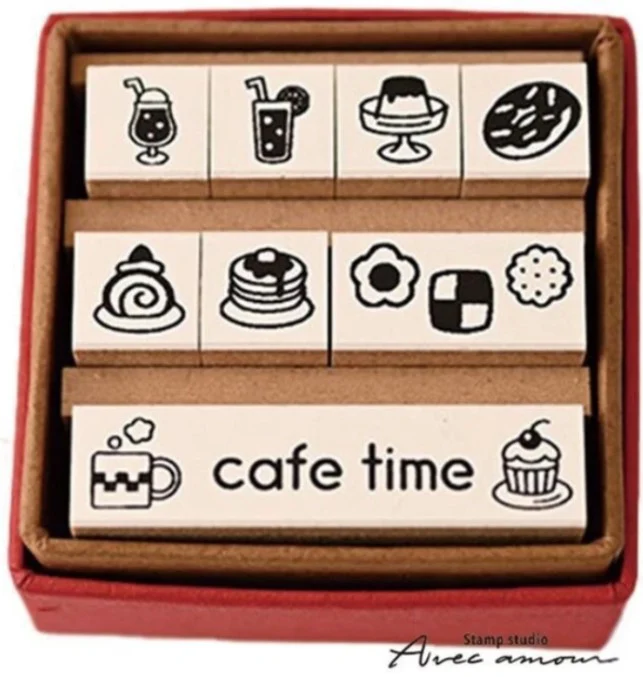 SANBY Stamp Studio Petit Icon Stamp Set 8 Piece Set - Cafe Menu
