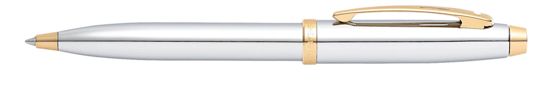 Sheaffer 100 Ballpoint Pen - Chrome with Gold Trim