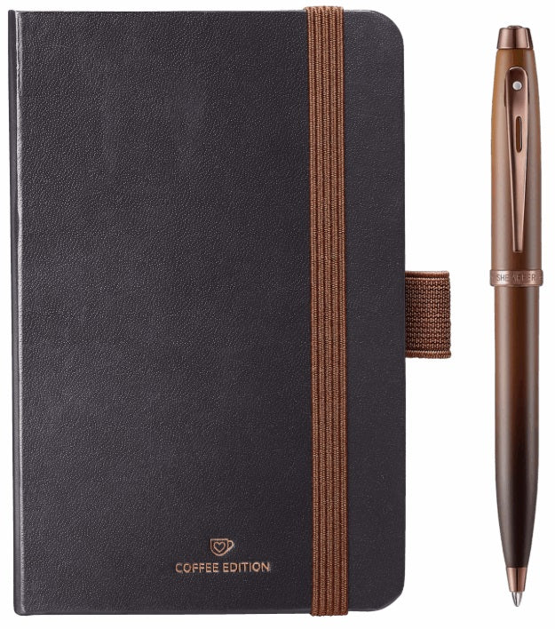 Sheaffer 100 Coffee Edition Matt Brown Ballpoint Pen and Small Notebook Gift Set - Image 2
