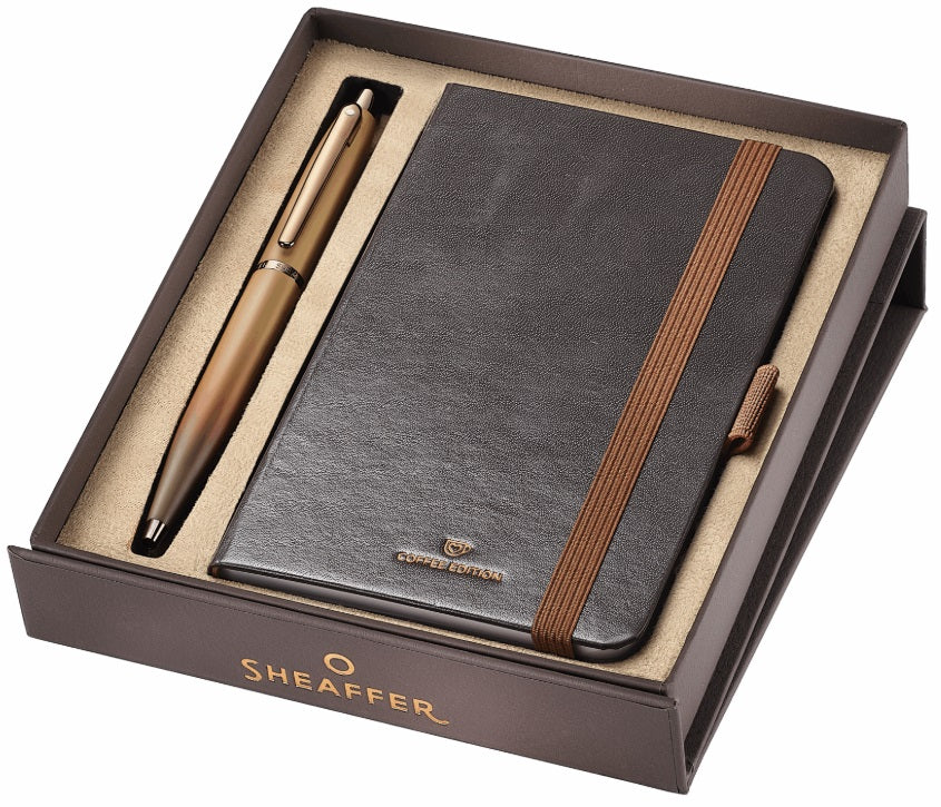 Sheaffer VFM Coffee Edition Matt Brown Ballpoint Pen and Small Notebook Gift Set