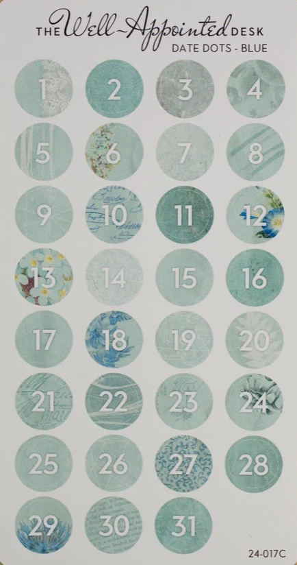 The Well-Appointed Desk Date Dots Sticker Sheet - Blue