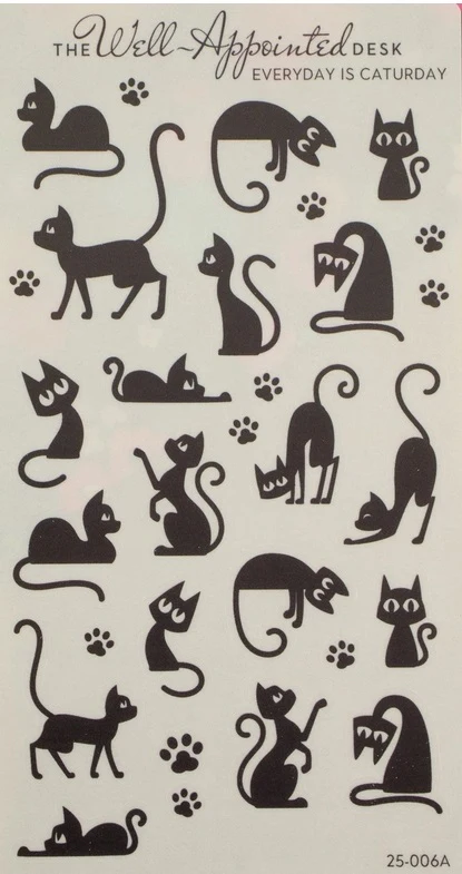 The Well-Appointed Desk Everyday is Caturday Sticker Sheet - Black