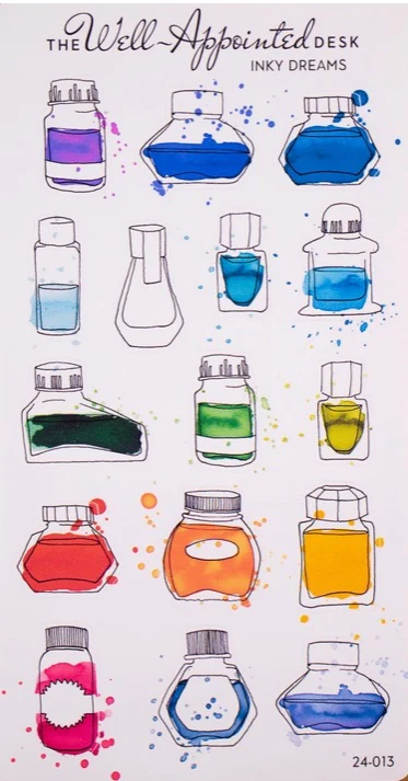 The Well-Appointed Desk Inky Dreams Ink Bottle Sticker Sheet